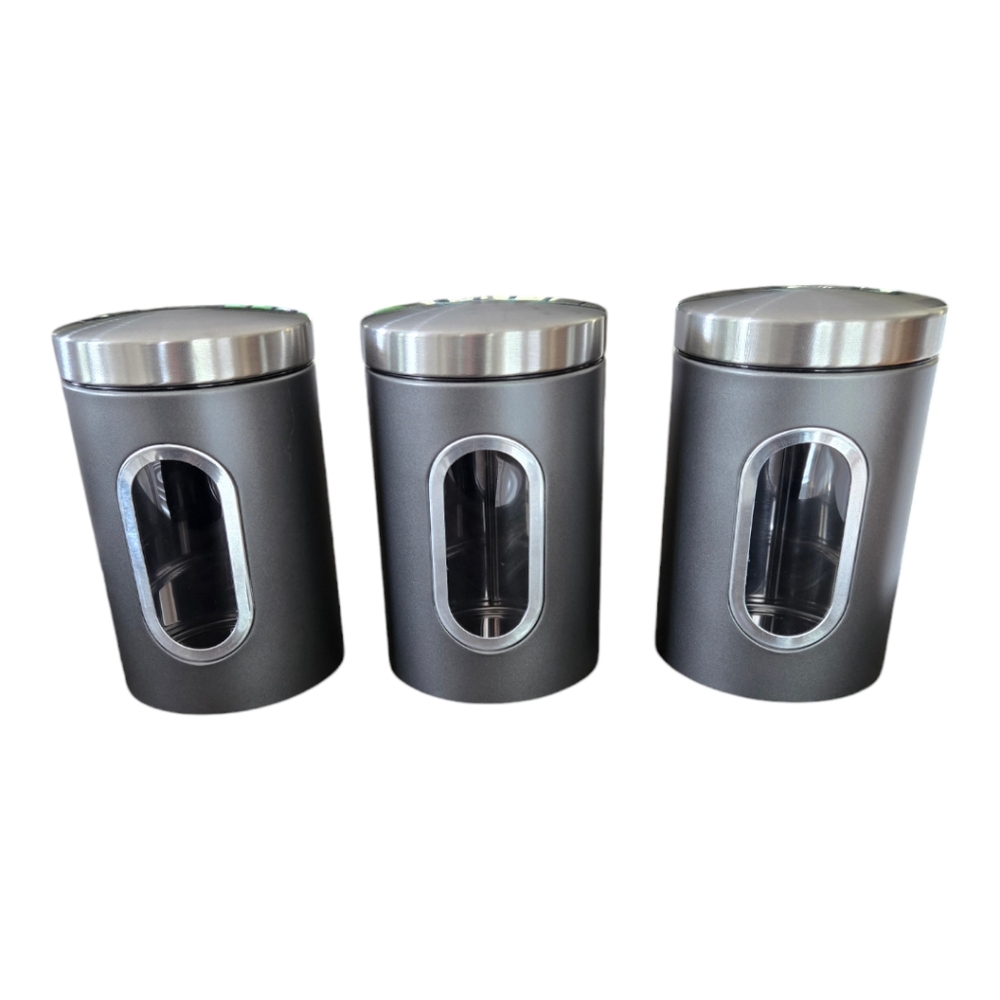 New in Box Jennimen 3 Piece Kitchen Cannister Stainless Steel Storage Set